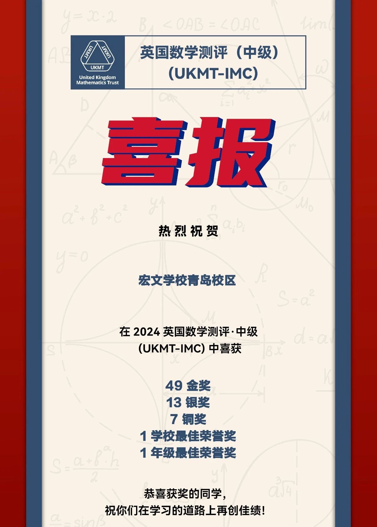 IMC金奖就有49人，多个数学赛事宏文学子奖项拿到手软
