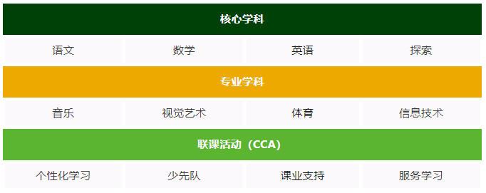 小学课程 Primary School Curriculum